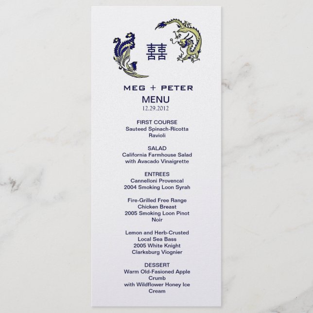 Modern Dragon-Phoenix Chinese Wedding Menu (Front)