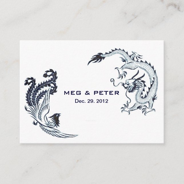Modern Dragon-Phoenix Chinese Wedding RSVP Enclosure Card (Front)