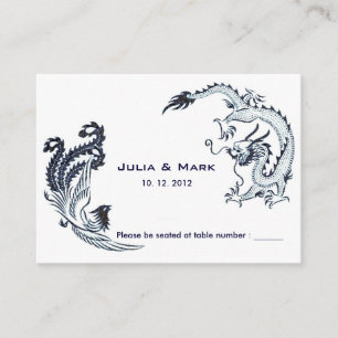 Modern Dragon-Phoenix Chinese Wedding Table Card l
