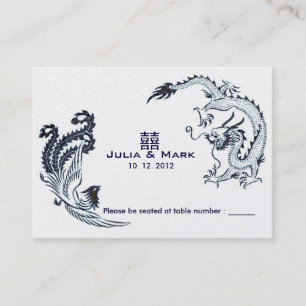 Modern Dragon-Phoenix Chinese Wedding Table Card l