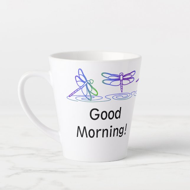 Modern Dragonfly Personalised Latte Mug (Left)