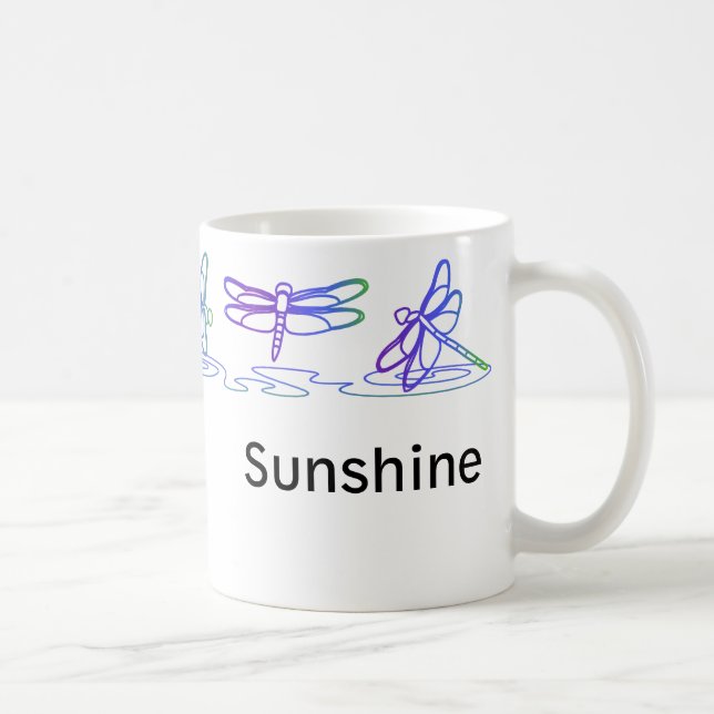 Modern Dragonfly Personalised Mug (Right)