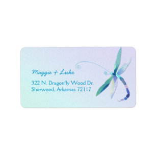 Modern Dragonfly Wedding Return Address Labels
