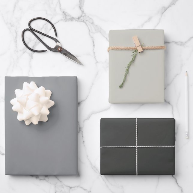 Modern Dramatic Grey Gift Wrapping Paper Sheet (Front)