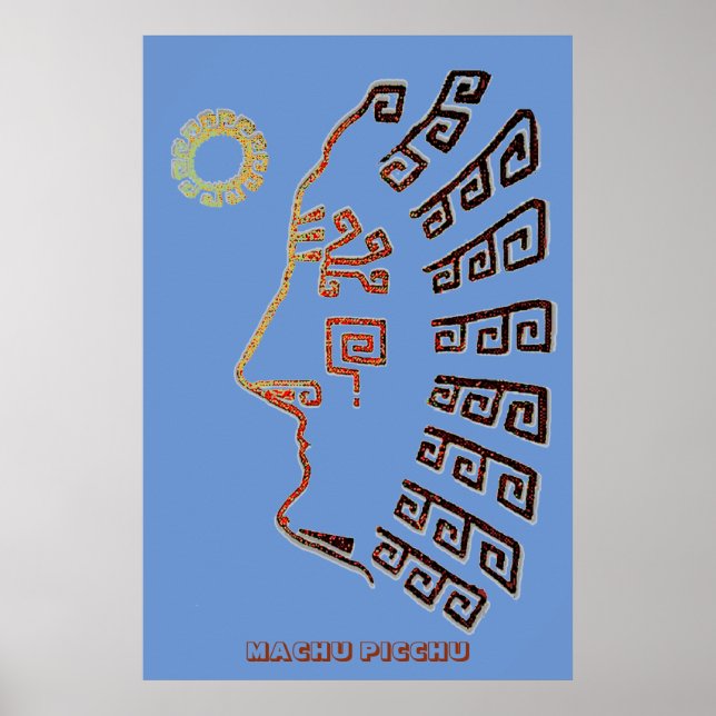 Modern Drawing of Machu Picchu Poster (Front)