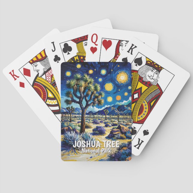 Modern Dreamlike Joshua Tree Mojave Desert Hiking Playing Cards (Back)
