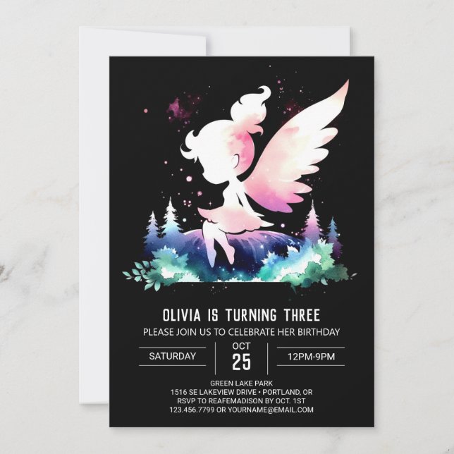 Modern Dreamy Fairy Birthday Invitation (Front)