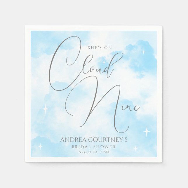 Modern Dreamy Pastel Blue Cloud Nine Bridal Shower Napkin (Front)