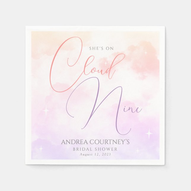 Modern Dreamy Pastel Pink Cloud Nine Bridal Shower Napkin (Front)