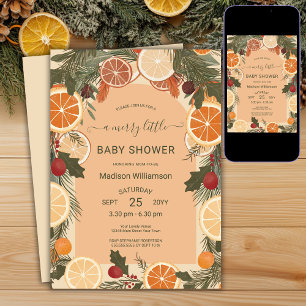 Modern Dried Citrus Merry Little Baby Shower  Invitation