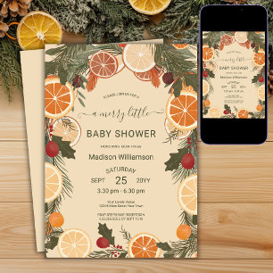 Modern Dried Citrus Merry Little Baby Shower  Invitation