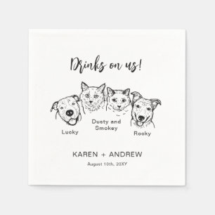 Modern Drink On Me 4 Pets Dog Wedding  Napkins
