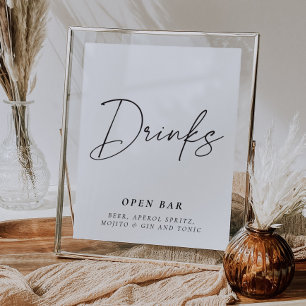Modern Drinks Open Bar Sign Bridal Shower