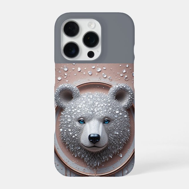 Modern Dripping Bear Head Edgy Wildlife Portrait iPhone Case (Back)