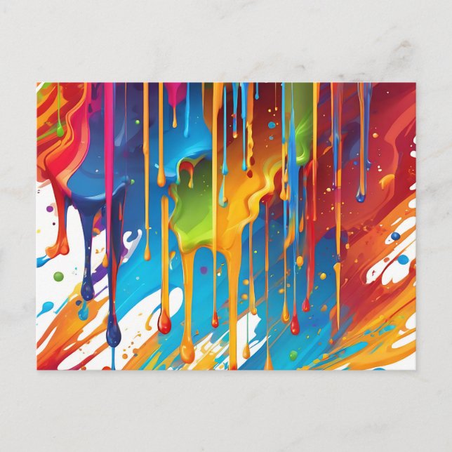 Modern Dripping Paint Postcard (Front)