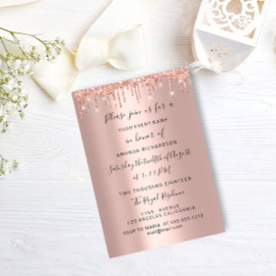 Modern Drips Rose Gold Bridal Wedding Spark Glit Invitation