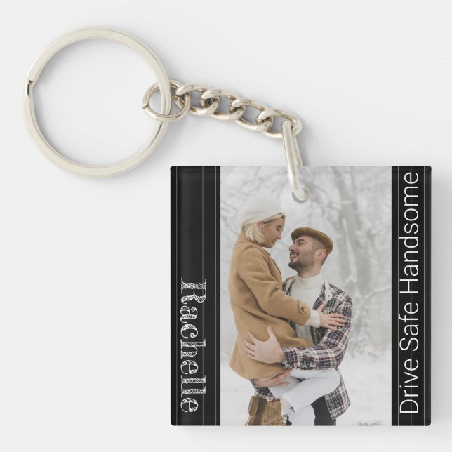 Modern Drive Safe Gift To Husband Boyfriend Keycha Key Ring (Front)