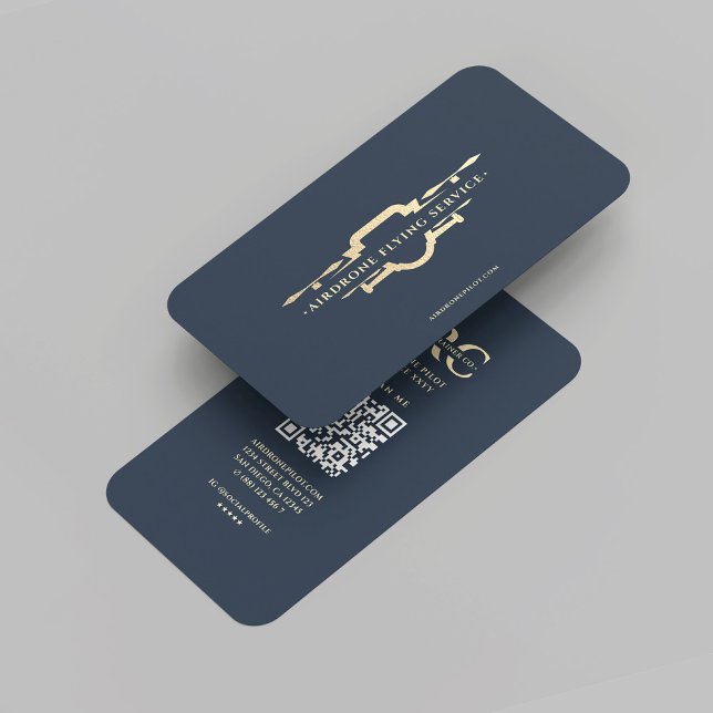 Modern Drone Pilot Dark Blue Gold Monogram Business Card (Modern Drone Pilot Dark Blue Gold Monogram Business Card
)