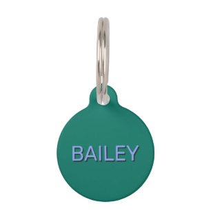 Modern drop shadow custom text blue teal green pet tag