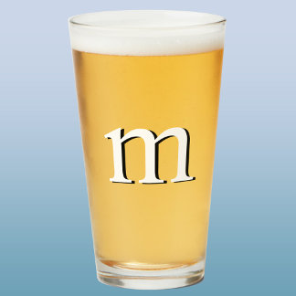 Modern Drop Shadow Monogram Initial Beer Glass