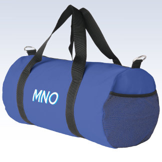 Modern Drop Shadow Monogram Initials Blue Duffle Bag