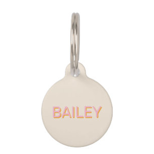 Modern drop shadow name contact pink off white pet tag