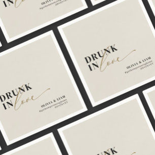 Modern Drunk In Love Beige Taupe Wedding Napkin