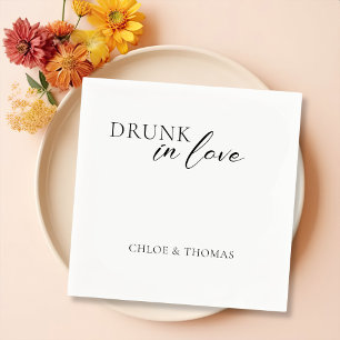 Modern "Drunk in Love" Napkins for Wedding Bar