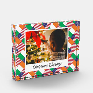 Modern DUAL IRISH AMERICAN Christmas Keepsake Photo Block