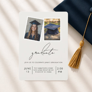 Modern Dual Photo Graduation Elegant Invitation