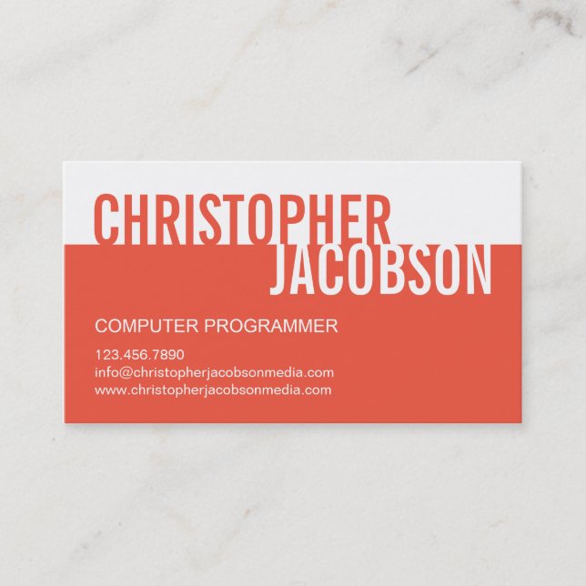 Modern Duotone Business Card - Orange (Front)
