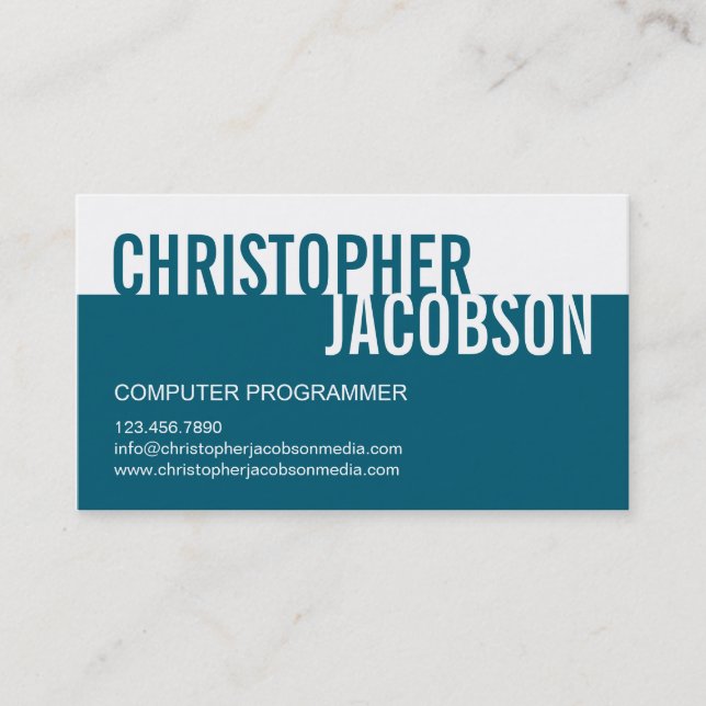 Modern Duotone Business Card - Teal (Front)