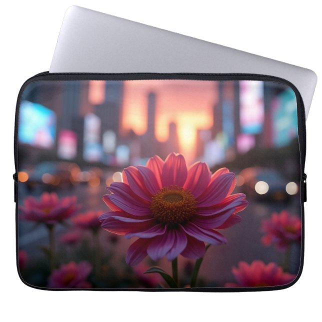 Modern Dusk Daisies 13' Laptop Sleeve (Front)