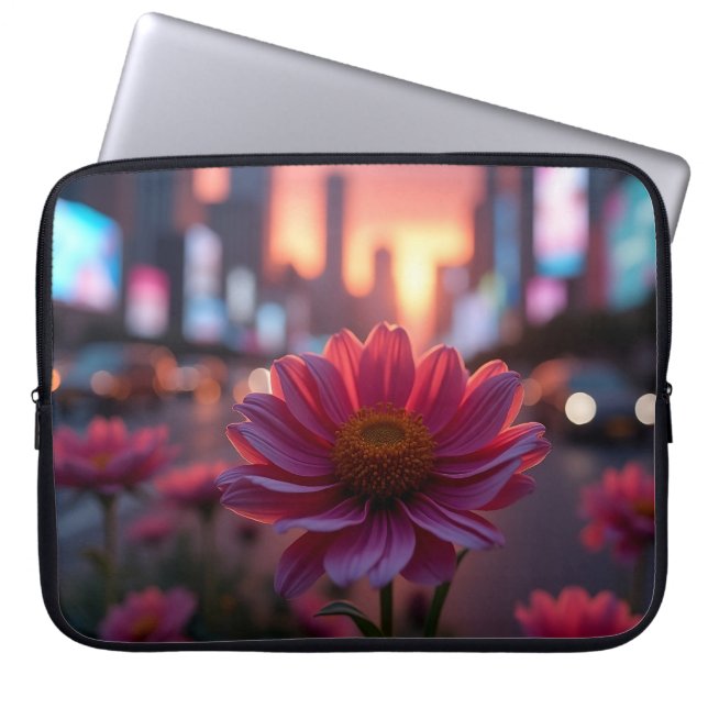 Modern Dusk Daisies 15' Laptop Sleeve (Front)