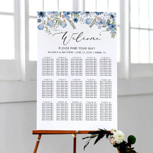 Modern Dusty Blue 15 Tables Wedding Seating Chart