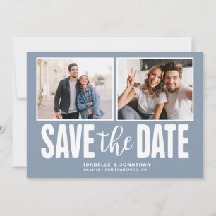 Modern Dusty Blue 2 Photo Save the Date