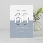 Modern Dusty Blue 60th Birthday Silver<br><div class="desc">Invite guests to your event with this customisable sixtieth birthday invitation. It features a modern colour block with modern typography. Personalise this modern 60th birthday invitation by adding your event details. This foil sixtieth birthday invitation is available in other foil colours.</div>