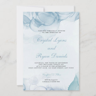 Modern Dusty Blue Abstract Wedding Invitation
