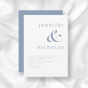 Modern Dusty Blue Ampersand Wedding Invitation