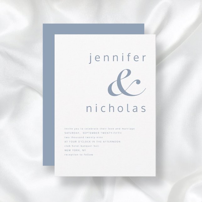 Modern Dusty Blue Ampersand Wedding Invitation (Creator Uploaded)