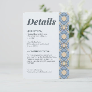 Modern Dusty Blue Art Deco Wedding Details QR Code Enclosure Card