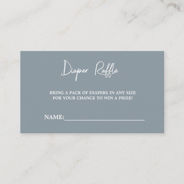 Modern Dusty Blue Baby Shower Diaper Raffle Enclosure Card (Front)