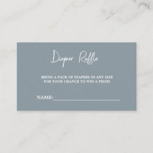 Modern Dusty Blue Baby Shower Diaper Raffle Enclosure Card