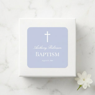Modern Dusty Blue Baptism  Square Sticker