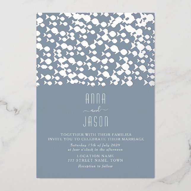 Modern Dusty Blue Beach Wedding (Front)