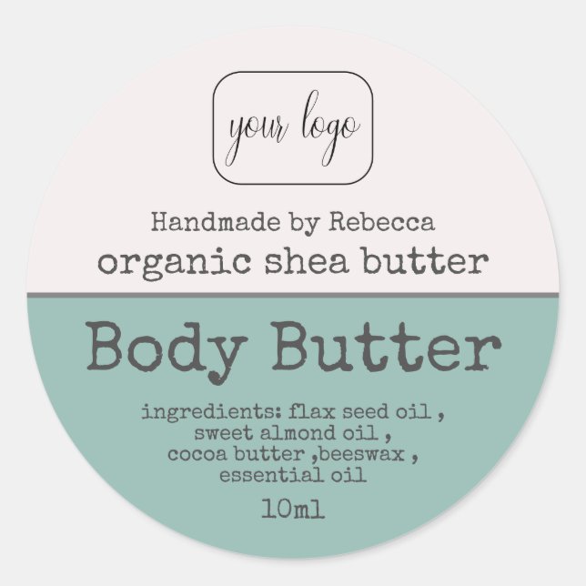  Modern Dusty Blue Body Butter Add Your Logo Label (Front)