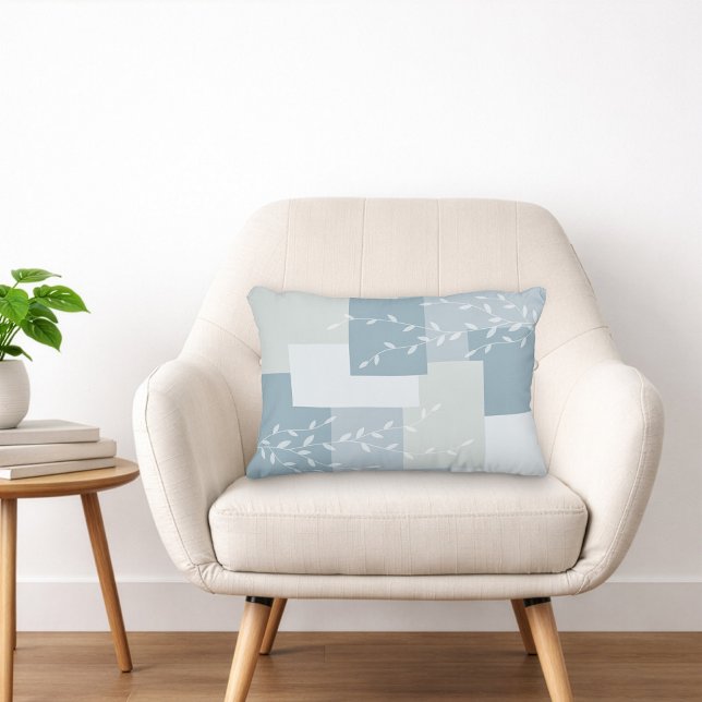 Modern Dusty Blue Botanical Soft Accent Pillow (Creator Uploaded)