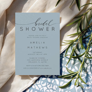 Modern Dusty Blue Bridal Shower Invitation