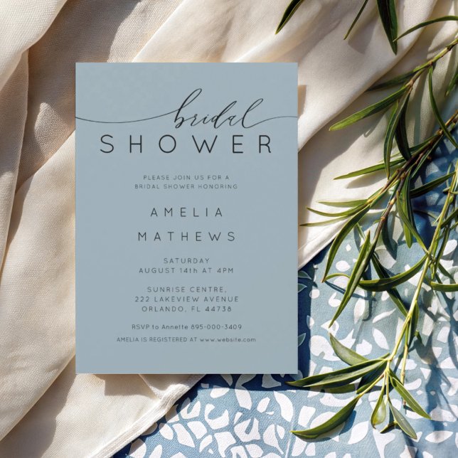 Modern Dusty Blue Bridal Shower Invitation (Creator Uploaded)