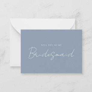 Modern Dusty Blue Bridesmaid Proposal Card